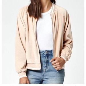 Pacsun Kendall & Kylie Blush velour velvet bomber jacket XS